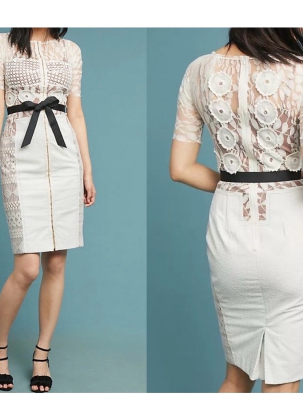 Beguile by Byron Lars Carissima Ivory Lace Pencil Dress Size 4